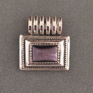 Silvertone and Purple Pendant